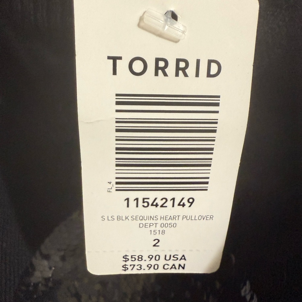 Torrid Black and Silver Reversible Sequin Heart Pullover - Picture 7 of 9